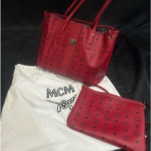Red MCM large bag with small bag and dust bag